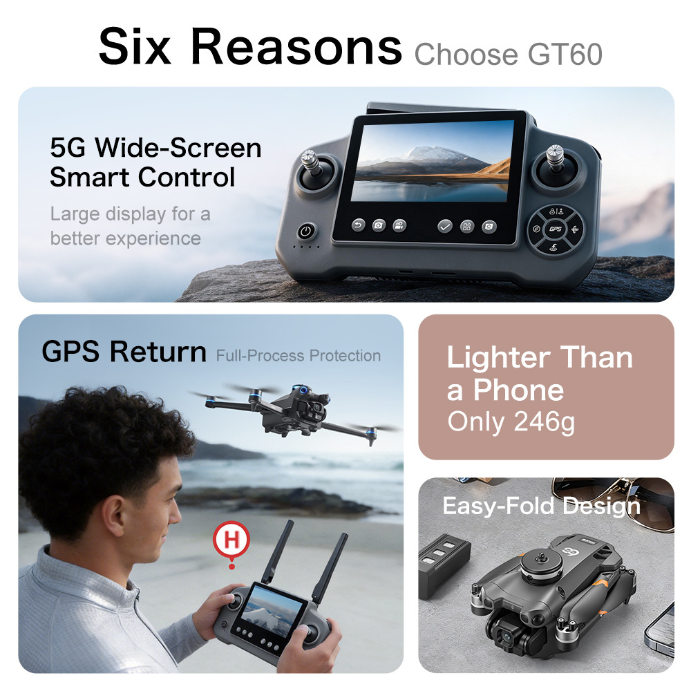 새로운 GT60 GPS 드론 고화질 항공 촬영 쿼드콥터 - Drone Gps Mount 리뷰 및 가격